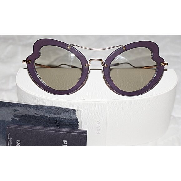 Miu Miu Butterfly Scenique Cat Eye Frame Sunglasses, Violet, Prada Case, New - Picture 2 of 13